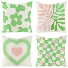 Load image into Gallery viewer, K1tpde 4PCS Danish Pastel Aesthetic Pillow Covers, Aesthetic Room Decor Linen Throw Pillow Covers, 18x18 in Set of 4 Cushion Pillow Covers for Home Decor, Pastel Aesthetic Cushion Pillowcase for Room