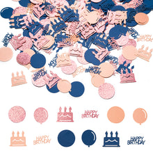 Load image into Gallery viewer, K1tpde 336PCS Navy Blue and Pink Happy Birthday Confetti for Table, Table Scatter Confetti Decorations for Birthday Party, Cake Shape Confetti Decor for Kid, Confetti for Teen Birthday, Party Supplies
