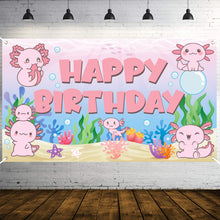 Load image into Gallery viewer, K1tpde Axolotl Birthday Party Backdrop Banner for Kids, Axolotl Happy Birthday Party Backdrop for Girls, Party Decor Photography Background, Birthday Party Background for Baby, Axolotl Party Supplies