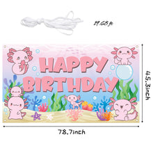Load image into Gallery viewer, K1tpde Axolotl Birthday Party Backdrop Banner for Kids, Axolotl Happy Birthday Party Backdrop for Girls, Party Decor Photography Background, Birthday Party Background for Baby, Axolotl Party Supplies