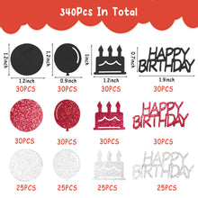 Load image into Gallery viewer, K1tpde 336PCS Red and Black Happy Birthday Confetti for Table, Table Scatter Confetti Decorations for Birthday Party, Cake Shape Confetti Decor for Adults, Confetti for Teen Birthday, Party Supplies