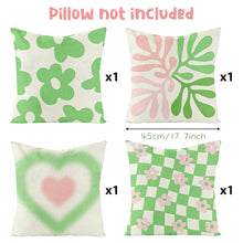 Load image into Gallery viewer, K1tpde 4PCS Danish Pastel Aesthetic Pillow Covers, Aesthetic Room Decor Linen Throw Pillow Covers, 18x18 in Set of 4 Cushion Pillow Covers for Home Decor, Pastel Aesthetic Cushion Pillowcase for Room