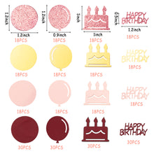 Load image into Gallery viewer, K1tpde 336PCS Burgundy Happy Birthday Confetti for Table, Table Scatter Confetti Decorations for Birthday Party, Cake Shape Confetti Decoration, Glitter Pink Confetti for Teen Birthday, Party Supplies