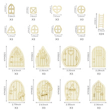 Load image into Gallery viewer, K1tpde 72PCS Wooden Miniature Fairy Doors DIY Craft Kit, 8 Design Fairy Garden Doors and Dollhouse Windows, Unpainted Wooden Fairy Doors, Windows and Ladders, DIY Wooden Fairy Mini House Accessories