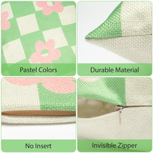 Load image into Gallery viewer, K1tpde 4PCS Danish Pastel Aesthetic Pillow Covers, Aesthetic Room Decor Linen Throw Pillow Covers, 18x18 in Set of 4 Cushion Pillow Covers for Home Decor, Pastel Aesthetic Cushion Pillowcase for Room