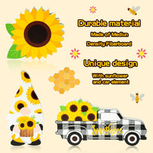 Load image into Gallery viewer, K1tpde 3PCS Farmhouse Sunflower Tiered Tray Sign, Wooden Sunflower Tiered Tray Sign Decoration, Wooden Sunflower Truck Standing for Kitchen Table Decor, Summer Wooden Gnome Sign for Garden Party Decor