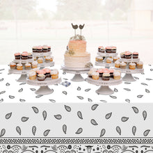 Load image into Gallery viewer, K1tpde 3PCS White Bandana Party Tablecloths, Cholo Gangsta Theme Bandana Table Covers, Bandana Plastic Tablecloth, Cholo Themed Western Party Decorations for Adult, Cholo Theme Western Party Supplies