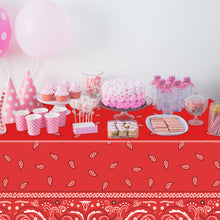 Load image into Gallery viewer, K1tpde 3PCS Red Bandana Party Tablecloths, Cholo Gangsta Theme Bandana Table Covers, Bandana Plastic Tablecloth, Cholo Themed Western Party Decorations for Adult, Cholo Theme Western Party Supplies