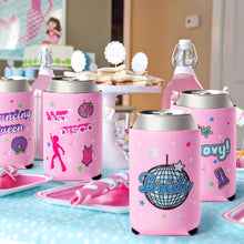 Load image into Gallery viewer, K1tpde 12PCS Last Disco Skinny Can Sleeves, 70s Party Decorations Can Cooler Slim Beverage Sleeve, Can Sleeve for Bachelorette Party Decoration, Insulated Neoprene Drink Holders, Cowgirl Bridal Shower