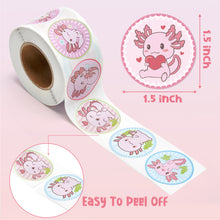 Load image into Gallery viewer, K1tpde 1000PCS Axolotl Stickers for Kids, 16 Design Axolotl Theme Stickers, Cute Axolotl Sticker Roll for Kids, Teacher Reward Stickers for Classroom, DIY Sticker Decoration for Cupcakes and Gift Bag