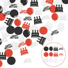 Load image into Gallery viewer, K1tpde 336PCS Red and Black Happy Birthday Confetti for Table, Table Scatter Confetti Decorations for Birthday Party, Cake Shape Confetti Decor for Adults, Confetti for Teen Birthday, Party Supplies