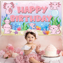 Load image into Gallery viewer, K1tpde Axolotl Birthday Party Backdrop Banner for Kids, Axolotl Happy Birthday Party Backdrop for Girls, Party Decor Photography Background, Birthday Party Background for Baby, Axolotl Party Supplies