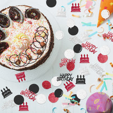 Load image into Gallery viewer, K1tpde 336PCS Red and Black Happy Birthday Confetti for Table, Table Scatter Confetti Decorations for Birthday Party, Cake Shape Confetti Decor for Adults, Confetti for Teen Birthday, Party Supplies