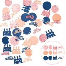 Load image into Gallery viewer, K1tpde 336PCS Navy Blue and Pink Happy Birthday Confetti for Table, Table Scatter Confetti Decorations for Birthday Party, Cake Shape Confetti Decor for Kid, Confetti for Teen Birthday, Party Supplies