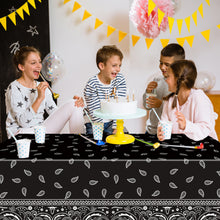 Load image into Gallery viewer, K1tpde 3PCS Black Bandana Party Tablecloths, Cholo Gangsta Theme Bandana Table Covers, Bandana Plastic Tablecloth, Cholo Themed Western Party Decorations for Adult, Cholo Theme Western Party Supplies