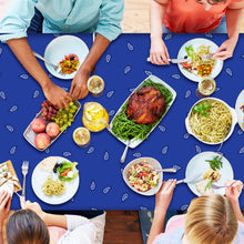 Load image into Gallery viewer, K1tpde 3PCS Blue Bandana Party Tablecloths, Cholo Gangsta Theme Bandana Table Covers, Bandana Plastic Tablecloth, Cholo Themed Western Party Decorations for Adult, Cholo Theme Western Party Supplies