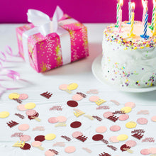 Load image into Gallery viewer, K1tpde 336PCS Burgundy Happy Birthday Confetti for Table, Table Scatter Confetti Decorations for Birthday Party, Cake Shape Confetti Decoration, Glitter Pink Confetti for Teen Birthday, Party Supplies