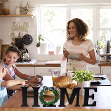 Load image into Gallery viewer, K1tpde 4PCS Farmhouse Home Letter with Wreath Tiered Tray Decoration, Wooden Home Letter Decorative Sign, Rustic Home Decor, Home Decor for Living Room, Freestanding Wooden Letters, Housewarming Gift