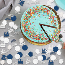 Load image into Gallery viewer, K1tpde 340PCS Navy Blue Happy Birthday Confetti for Table, Table Scatter Confetti Decorations for Birthday Party, Cake Shape Confetti Decor for Kids, Sliver Confetti for Teens Birthday, Party Supplies