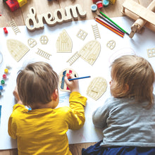 Load image into Gallery viewer, K1tpde 72PCS Wooden Miniature Fairy Doors DIY Craft Kit, 8 Design Fairy Garden Doors and Dollhouse Windows, Unpainted Wooden Fairy Doors, Windows and Ladders, DIY Wooden Fairy Mini House Accessories