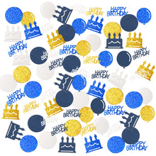 Load image into Gallery viewer, K1tpde 336PCS Navy Blue and Gold Happy Birthday Confetti for Table, Table Scatter Confetti Decorations for Birthday Party, Glitter Gold Confetti Decor for Teens Birthday, Royal Birthday Party Supplies
