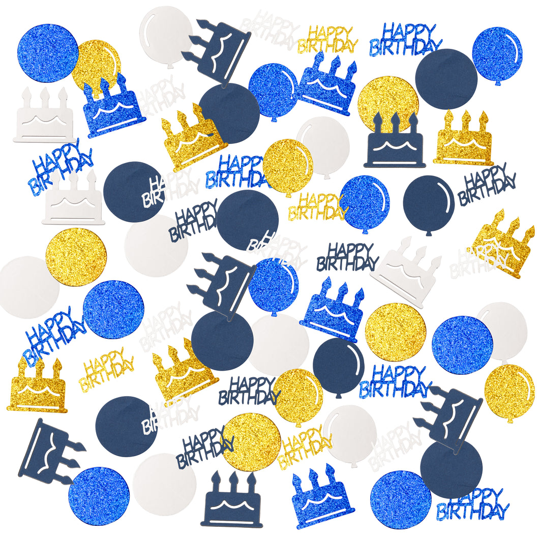 K1tpde 336PCS Navy Blue and Gold Happy Birthday Confetti for Table, Table Scatter Confetti Decorations for Birthday Party, Glitter Gold Confetti Decor for Teens Birthday, Royal Birthday Party Supplies