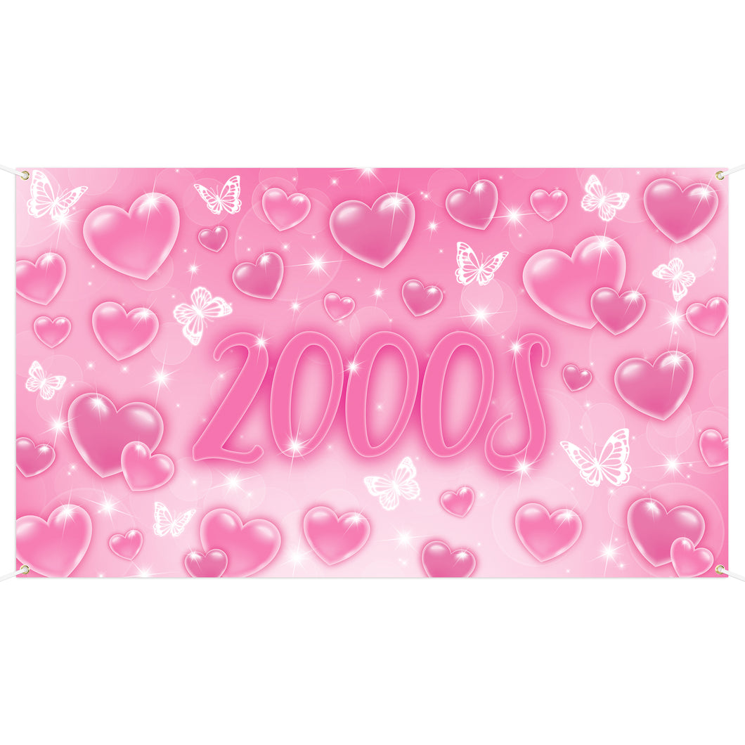 K1tpde Y2K Early 2000s Party Backdrop Banner, Y2k Pink Party Backdrop Decoration for Girls, Y2k Party Decor Photography Background, Happy Birthday Party Background for Teens, Y2k Theme Party Supplies