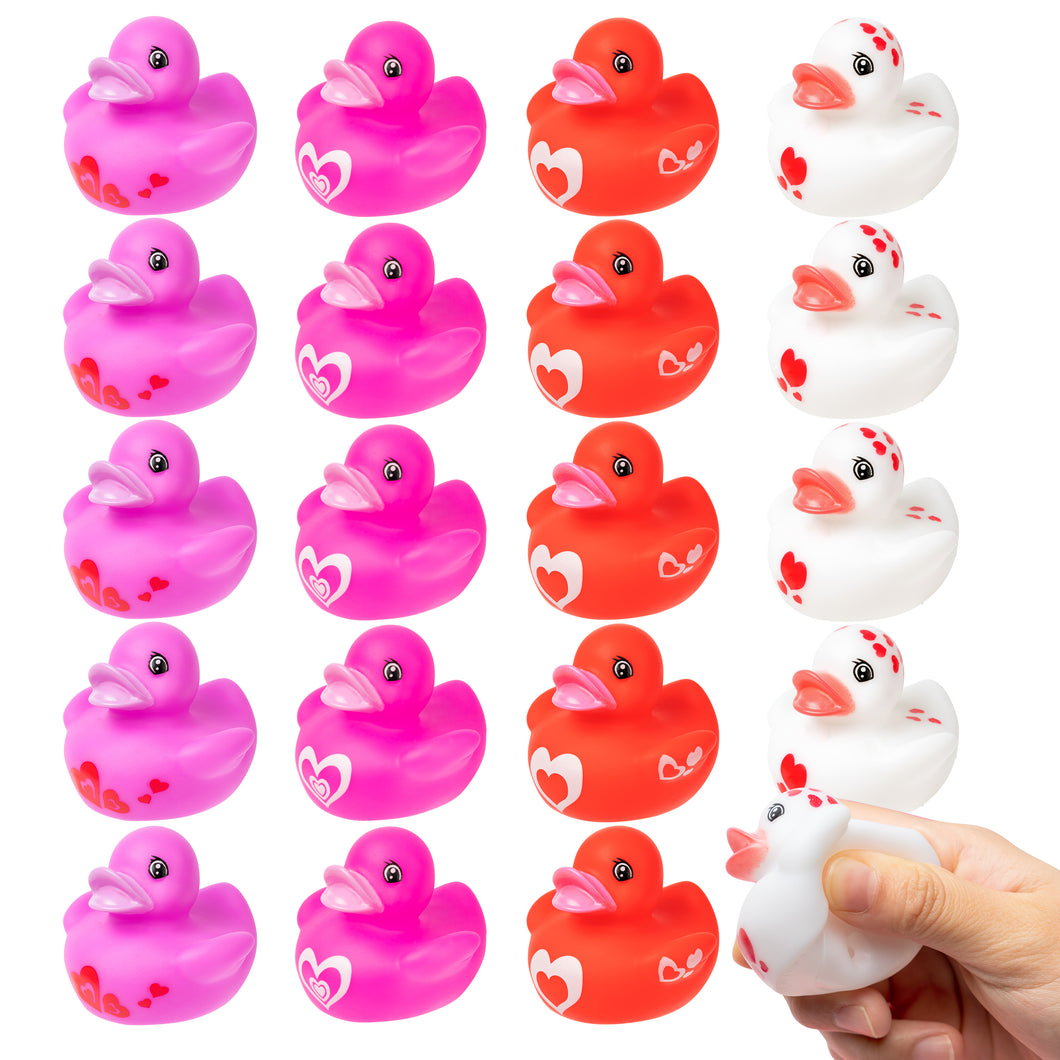 K1tpde Random 20PCS Valentine Rubber Duckies for Kids, Unicorn Float Rubber Ducky Baby Bath Toy, Lover Ducky for Baby, Squeak Duck for Toddlers, Valentine Day Party Bathtub Toy, Wedding Party Supplies