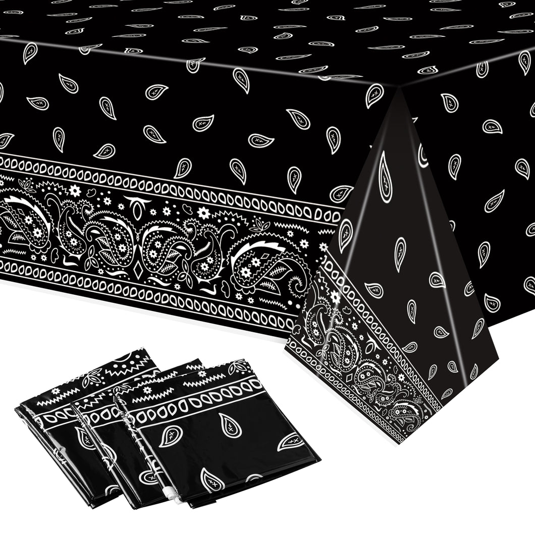 K1tpde 3PCS Black Bandana Party Tablecloths, Cholo Gangsta Theme Bandana Table Covers, Bandana Plastic Tablecloth, Cholo Themed Western Party Decorations for Adult, Cholo Theme Western Party Supplies