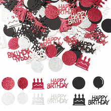 Load image into Gallery viewer, K1tpde 336PCS Red and Black Happy Birthday Confetti for Table, Table Scatter Confetti Decorations for Birthday Party, Cake Shape Confetti Decor for Adults, Confetti for Teen Birthday, Party Supplies
