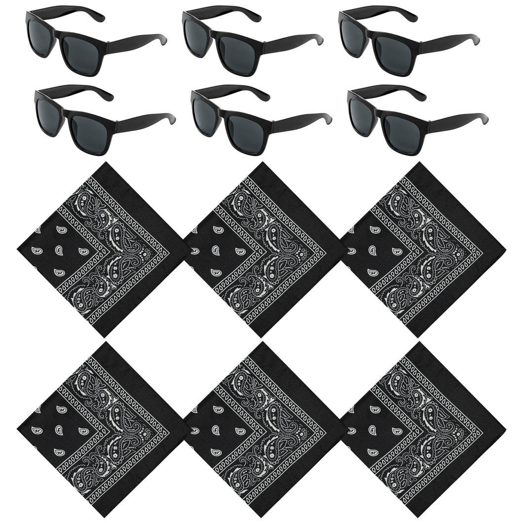 K1tpde 12PCS Cholo Party Accessories, Cholo Bandana Western Party Decorations for Teens, Gangsta Plastic Black Vintage Bulk Sunglasses Pack, Gangsta Costume Theme Party Favor, Cholo Party Supplies