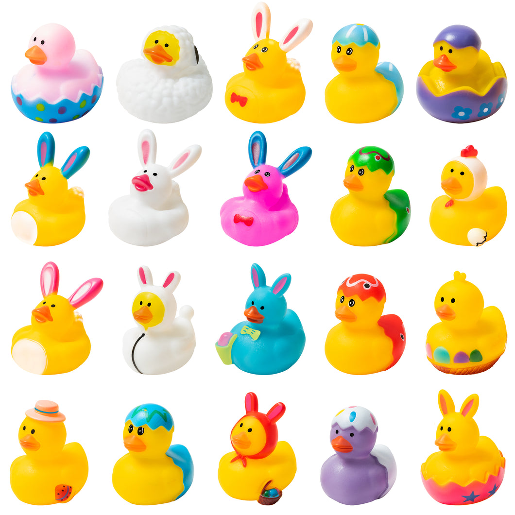 K1tpde 20PCS Assorted Easter Rubber Ducks, Easter Pack of Rubber Ducks, Resurrection Bunny Rubber Duck, Funny Rubber Ducks Bath Tub Toys for Kids, Baby Showers Accessories, Easter Gifts Party Favors