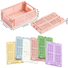 Load image into Gallery viewer, K1tpde 6PCS Mini Crates Foldable Baskets Decor, Danish Pastel Aesthetic Baskets for Storage Organizing, Stacking Folding Crate Bin for Bedroom, Small Plastic Storage Baskets Set for Home Kitchen
