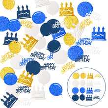 Load image into Gallery viewer, K1tpde 336PCS Navy Blue and Gold Happy Birthday Confetti for Table, Table Scatter Confetti Decorations for Birthday Party, Glitter Gold Confetti Decor for Teens Birthday, Royal Birthday Party Supplies
