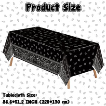 Load image into Gallery viewer, K1tpde 3PCS Black Bandana Party Tablecloths, Cholo Gangsta Theme Bandana Table Covers, Bandana Plastic Tablecloth, Cholo Themed Western Party Decorations for Adult, Cholo Theme Western Party Supplies
