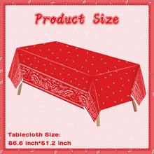 Load image into Gallery viewer, K1tpde 3PCS Red Bandana Party Tablecloths, Cholo Gangsta Theme Bandana Table Covers, Bandana Plastic Tablecloth, Cholo Themed Western Party Decorations for Adult, Cholo Theme Western Party Supplies
