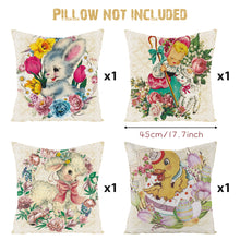 Load image into Gallery viewer, K1tpde 4PCS Vintage Easter Pillow Covers, 18x18 IN Set of 4 Cushion Pillow Covers for Home Decorations, Retro Easter Linen Throw Pillow Covers for Sofa, Holiday Decorative Cushion Pillowcase for Couch
