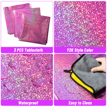 Load image into Gallery viewer, K1tpde 3PCS Preppy Iridescence Pink Party Tablecloths, Y2K Theme Early 2000s Table Covers, Iridescent Plastic Tablecloth, Bachelorette Party Decorations Table Cover for Adult, Y2K Theme Party Supplies
