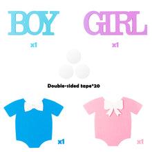 Load image into Gallery viewer, K1tpde 5PCS Wooden Boy and Girl Signs for Baby Shower Decor, Felt Baby Clothes Ornaments for Gender Reveal Party, Wooden Blue and Pink Letters Sign for Party Decor, Gender Reveal Party Decor Set
