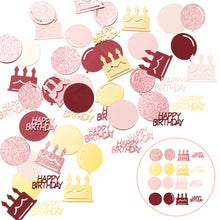 Load image into Gallery viewer, K1tpde 336PCS Burgundy Happy Birthday Confetti for Table, Table Scatter Confetti Decorations for Birthday Party, Cake Shape Confetti Decoration, Glitter Pink Confetti for Teen Birthday, Party Supplies
