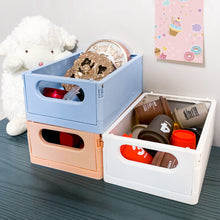 Load image into Gallery viewer, K1tpde 4PCS Mini Crates Foldable Baskets Decor, Danish Pastel Aesthetic Baskets for Storage Organizing, Stacking Folding Crate Bin for Bedroom, Small Plastic Storage Baskets Set for Home Kitchen

